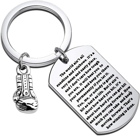 Boxing Keychain the World Ain'T Sunshine and Rainbows Boxing Glove Keychain