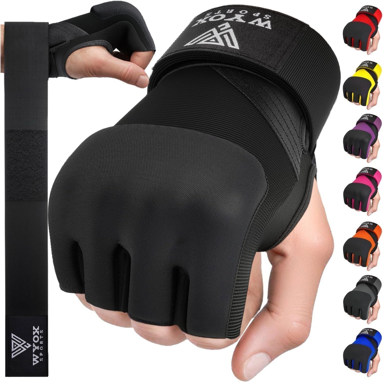 Gel Boxing Hand Wraps Inner Gloves for Men & Women, 80Cm Quick Wrist Straps, Padded Knuckle Protection for Muay Thai Kickboxing, Hand Wraps for Boxing & Martial Arts