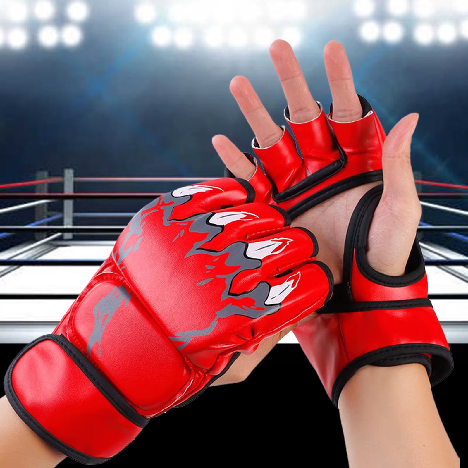 MMA Half Finger Gloves Portable Kickboxing Gloves Breathable Punch Protective Gear for Men Women Adult Grappling Accessories