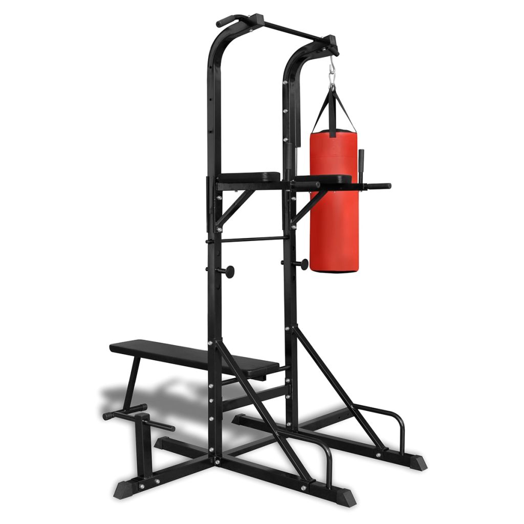 vidaXL Power Tower with Sit-up Bench and Boxing Bag-0