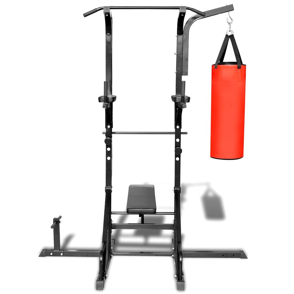 vidaXL Power Tower with Sit-up Bench and Boxing Bag-1