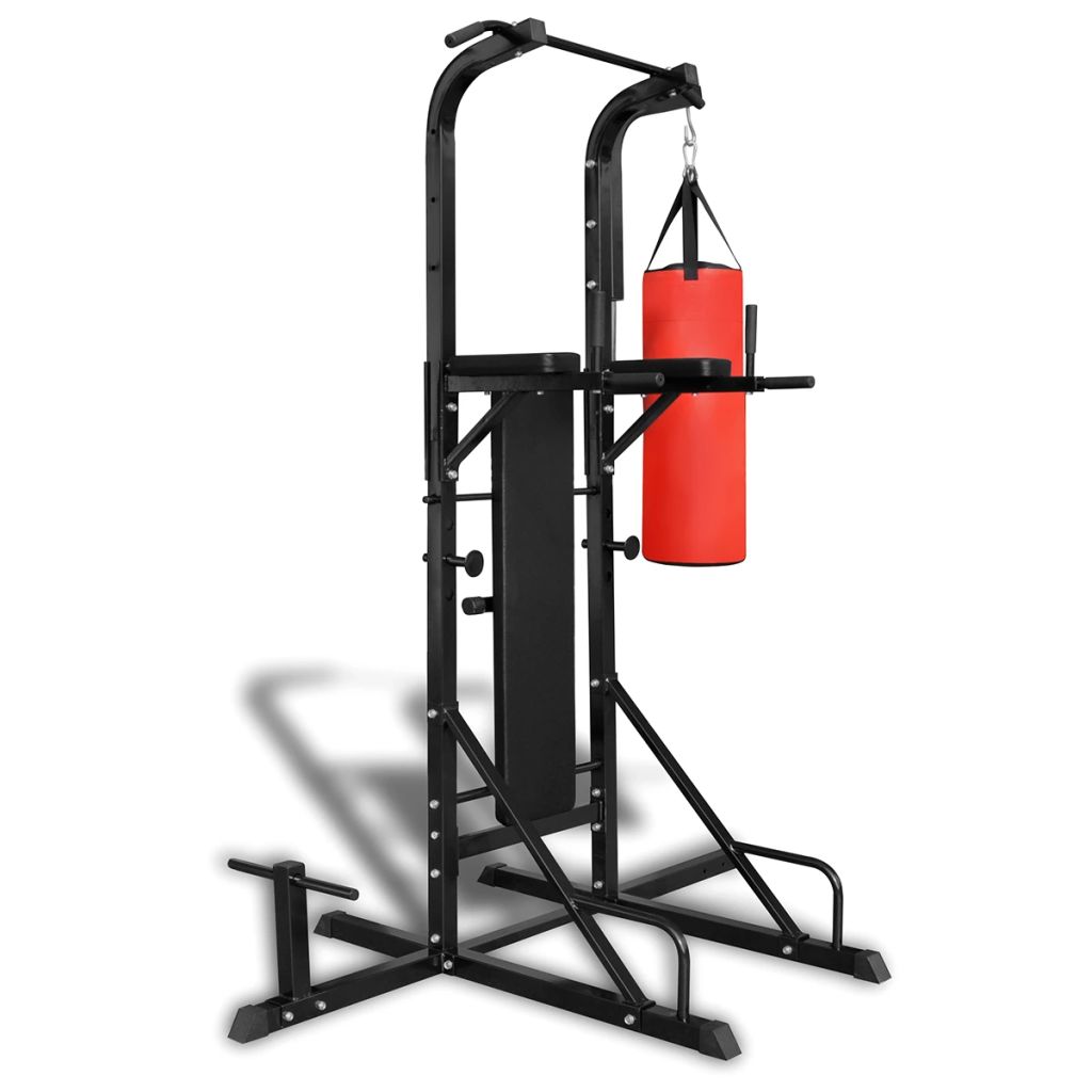 vidaXL Power Tower with Sit-up Bench and Boxing Bag-3