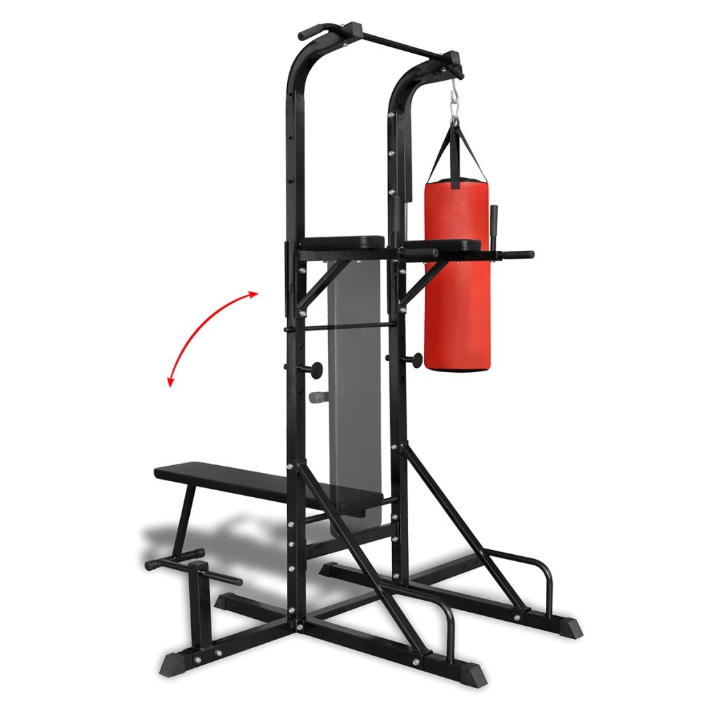 vidaXL Power Tower with Sit-up Bench and Boxing Bag-4