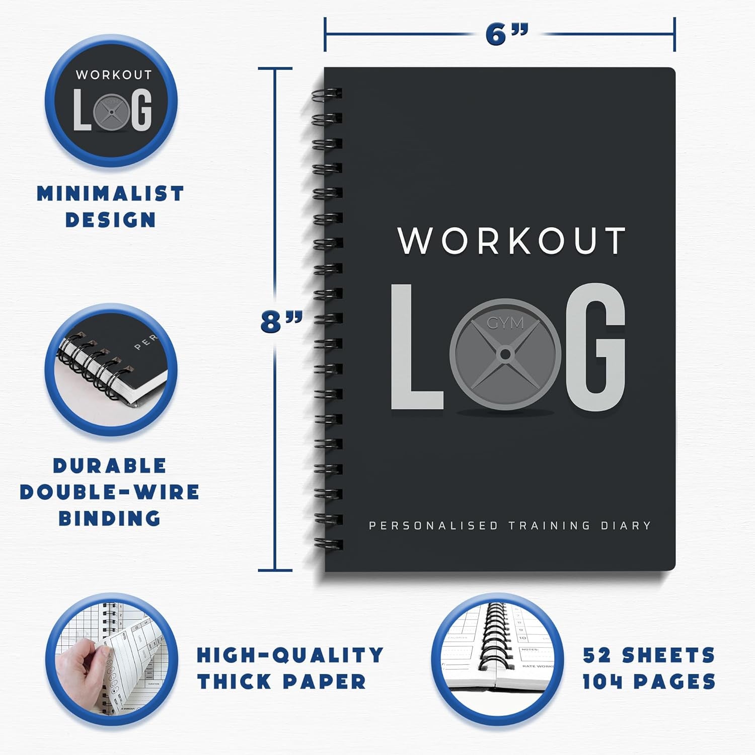 Ultimate Workout Planner - Daily Fitness Tracker & Goal Setter - A5 Charcoal Gray Journal for Men & Women - Perfect for Home & Gym Training